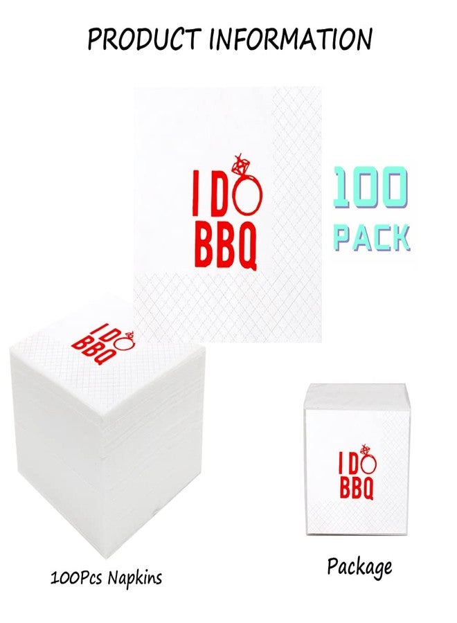 Geloar I Do BBQ Cocktail Napkins, 100 Pack Red I Do BBQ Disposable Paper Cocktail Beverage Napkins in Bulk for Engagement Wedding Bar Rehearsal Dinner Bridal Shower Party Decor | 2-Ply, 5x5 Inches - Image 2